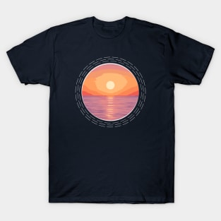 Vibrant Sunrise Over The Ocean Abstract Nature Art T-Shirt